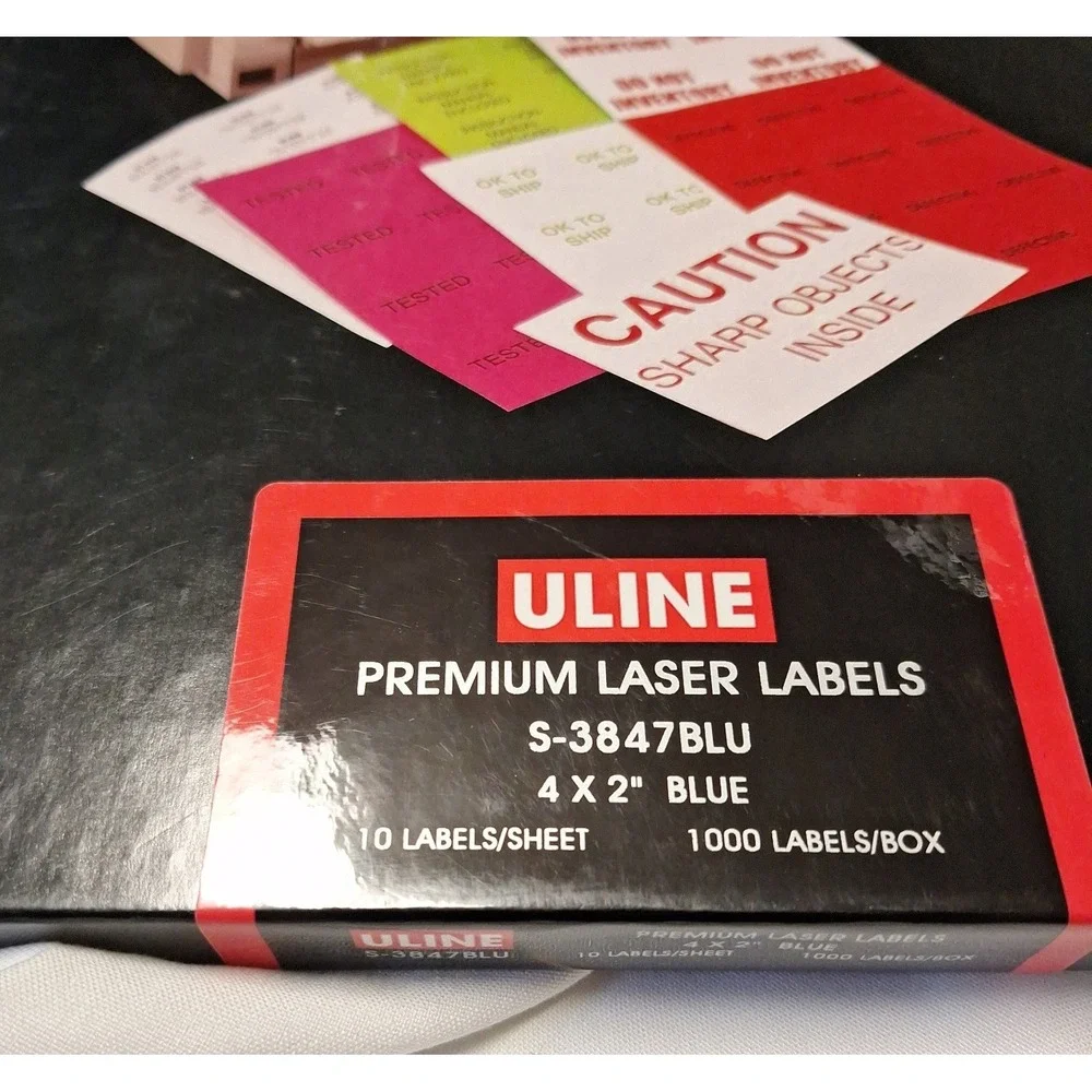 2 Boxes ULINE S-3847BLU Premium Laser Labels‎ 4 x 2
